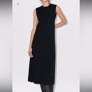 ZARA NWT Sleeveless Knit Midi Dress Size S Black